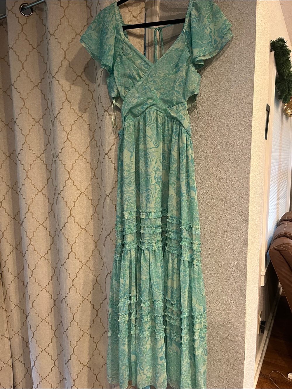 Chelsea28 Mint-Teal Floral Maxi Dress